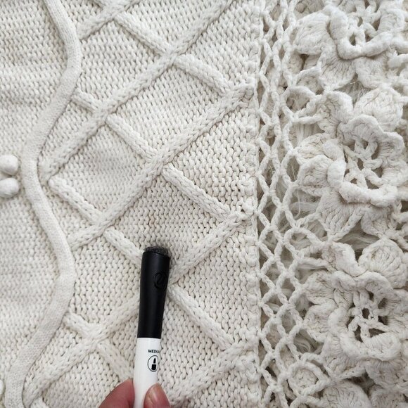 Vintage Shenanigans Women's M Hand Knit Sweater Floral Tunic Grandmacore Cottage - Picture 12 of 14